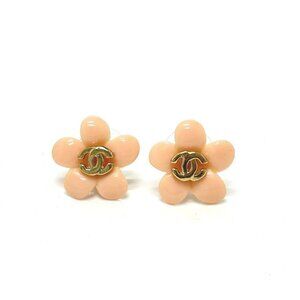 CHANEL A27958 05P Flower CC Mark Camellia Pierce Plastic / Metal pink/Gold